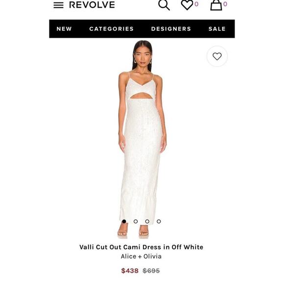 NEW NWT Alice + Olivia Valli Cutout Sequin Cami Dress Maxi White size 2 - Picture 11 of 11